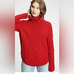 Gap cable knit turtleneck sweater in royal red